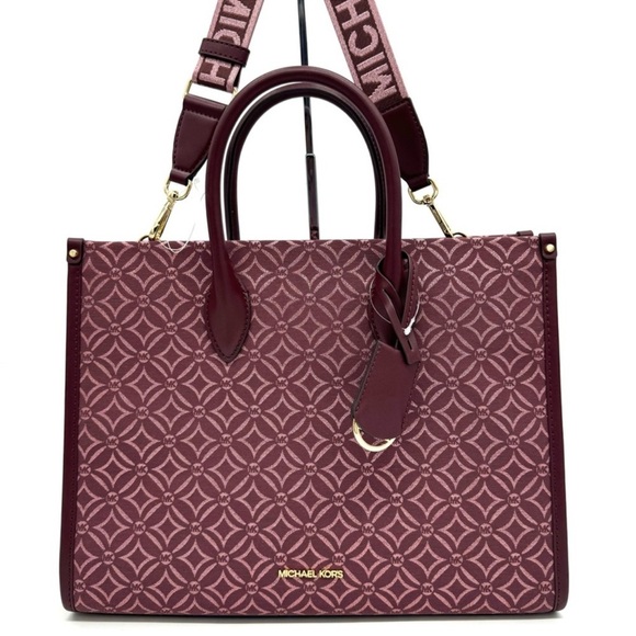 Michael Kors Medium Mirella Tote Bag Ox Blood Multi - Picture 1 of 12